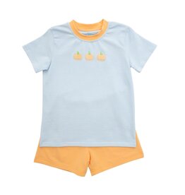 Itsy Bitsy Pumpkin Short Set, Blue Stripe