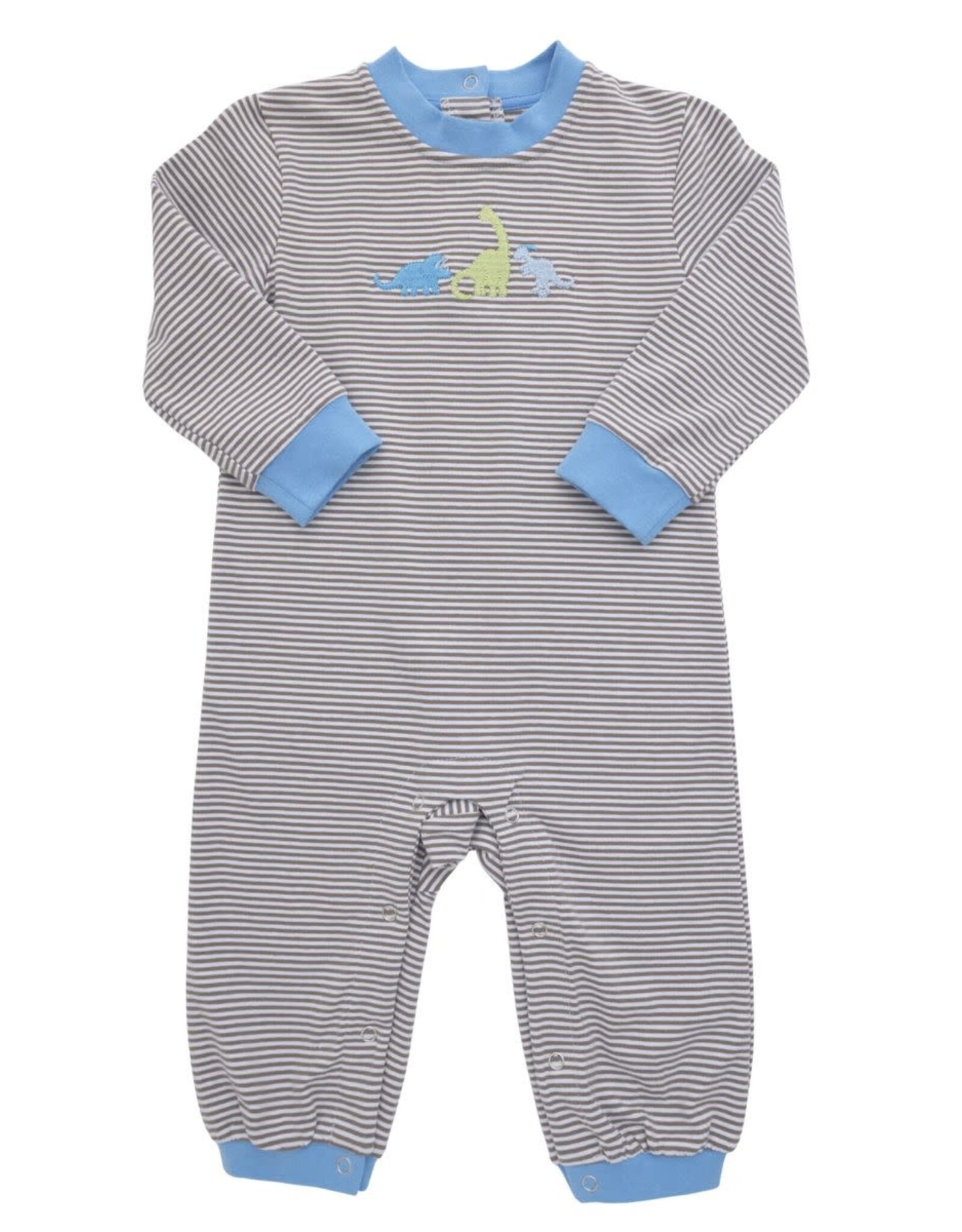 Itsy Bitsy Dino Romper LS, Tan Stripe