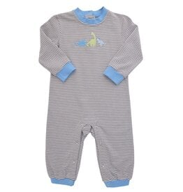 Itsy Bitsy Dino Romper LS, Tan Stripe
