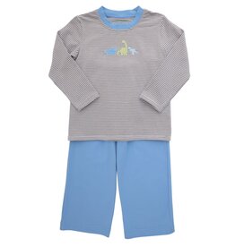 Itsy Bitsy Dino Pant Set LS, Tan Stripe