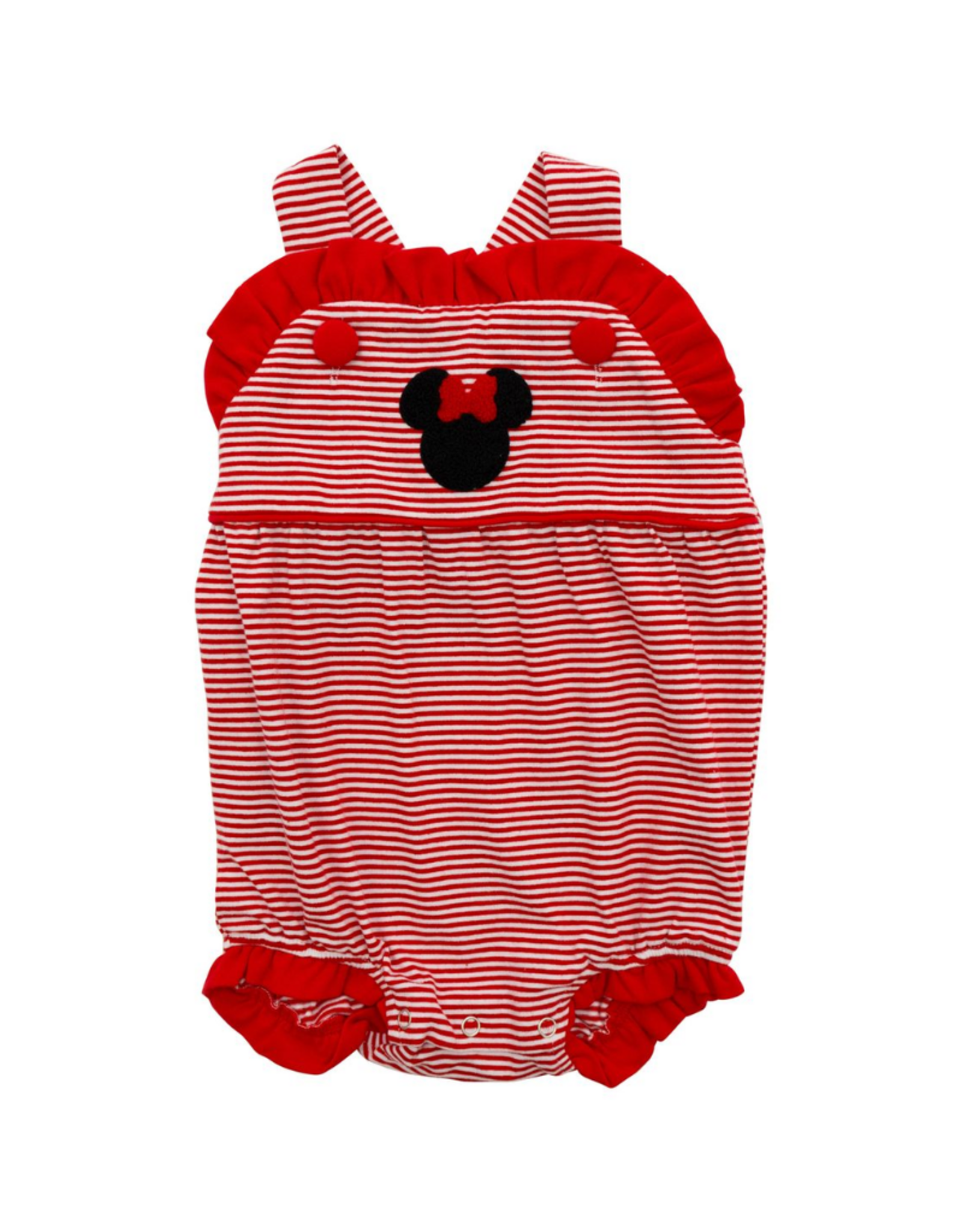 Itsy Bitsy Red Stripe Mouse Ruffle Sunsuit