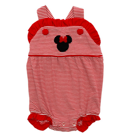 Itsy Bitsy Red Stripe Mouse Ruffle Sunsuit