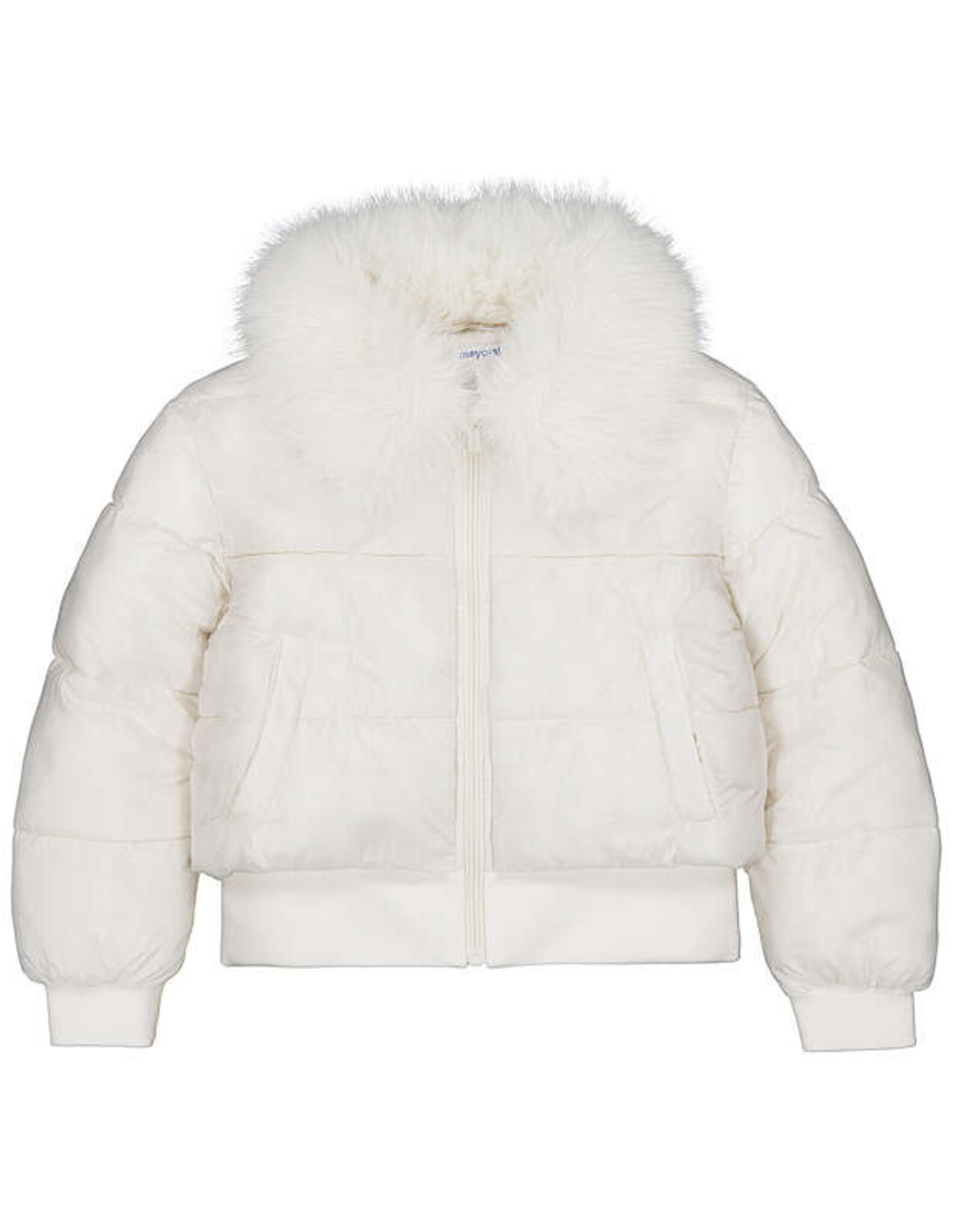 Mayoral Faux Fur Collar Puffer Jacket, Natural