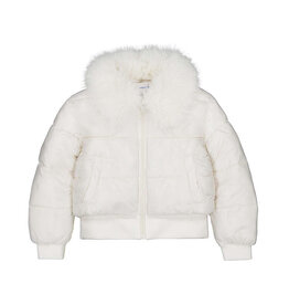 Mayoral Faux Fur Collar Puffer Jacket, Natural
