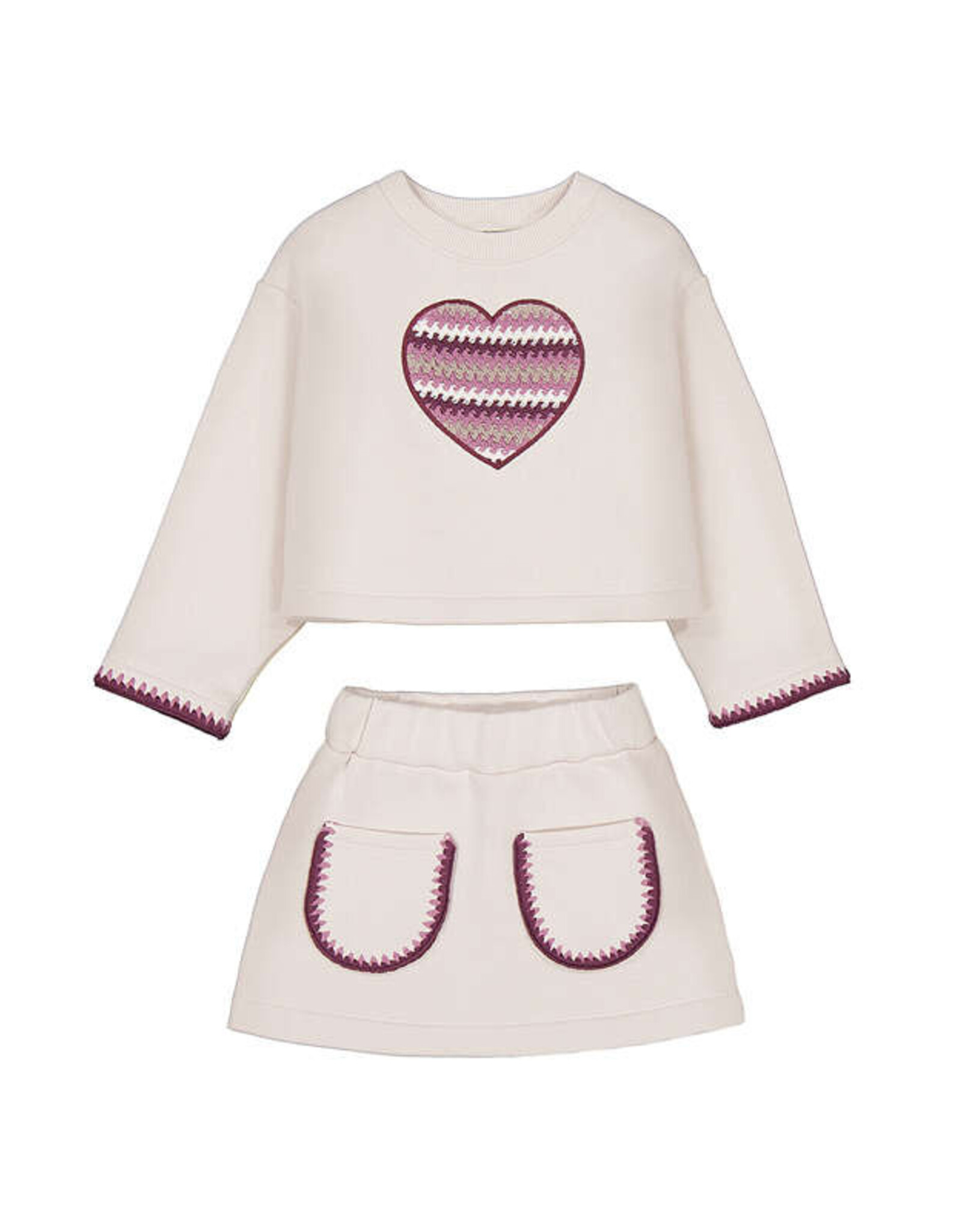 Mayoral Heart Sweatshirt and Skirt Set