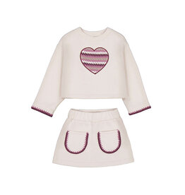 Mayoral Heart Sweatshirt and Skirt Set