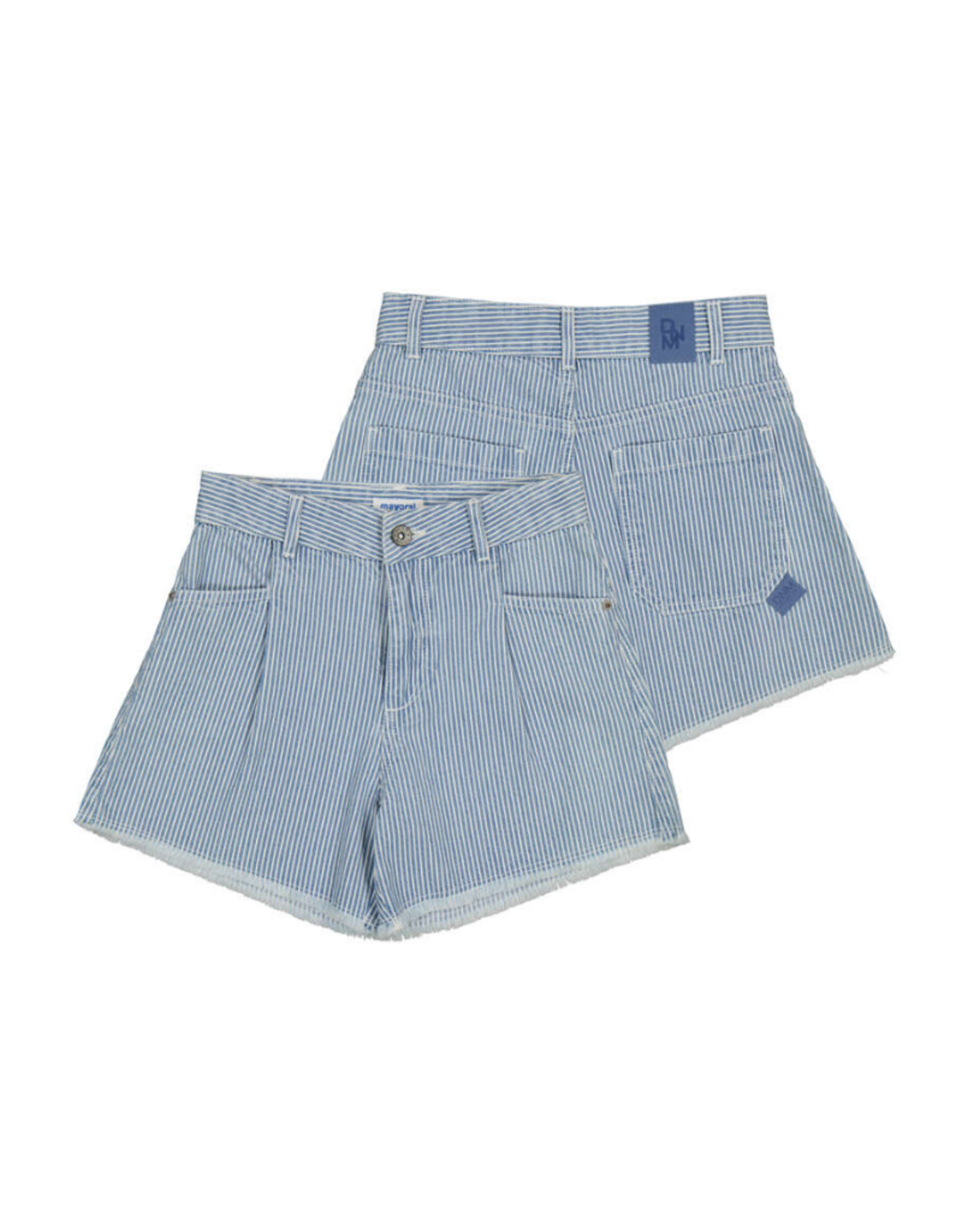 Mayoral Indigo Denim Striped Shorts