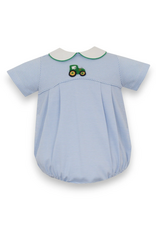 Petit Bebe Tractor Blue Stripe Knit Bubble