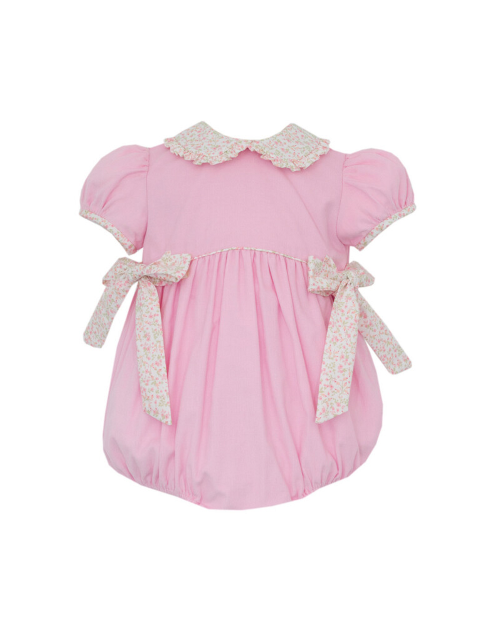 Petit Bebe Pink Cord Bubble, Floral Collar and Bows