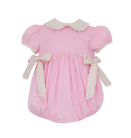 Petit Bebe Pink Cord Bubble, Floral Collar and Bows