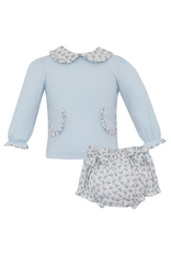 Petit Bebe Bloomer Set, Blue Floral