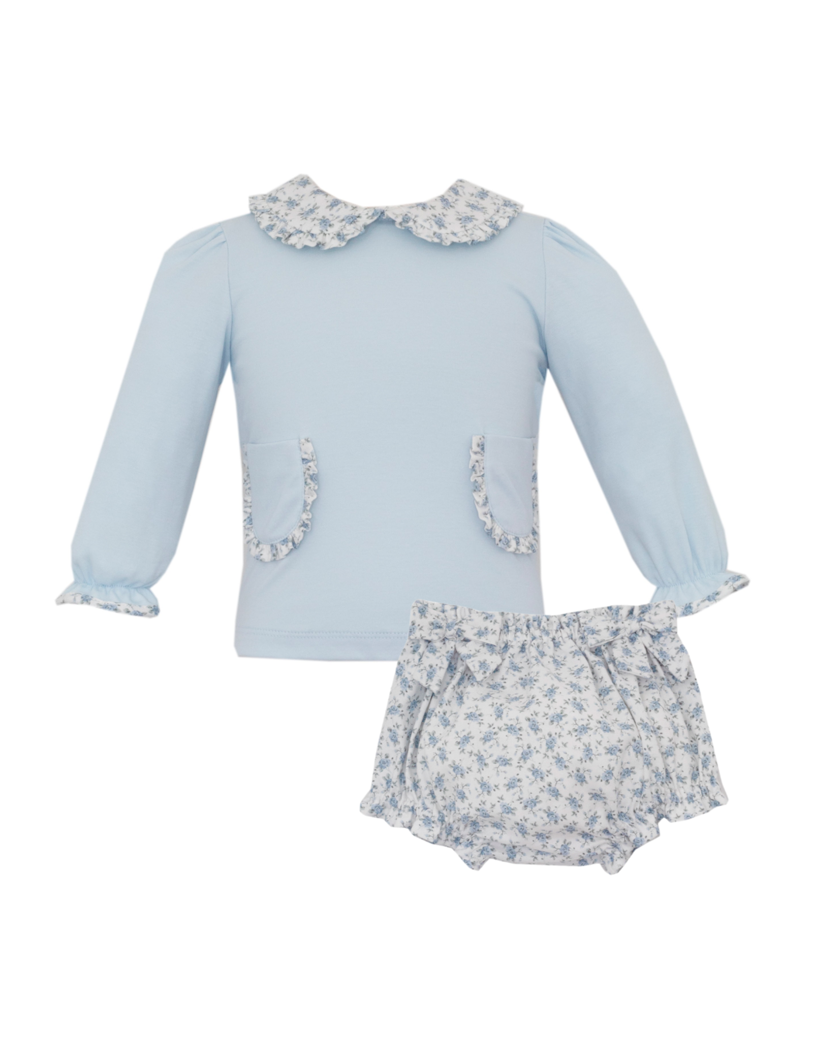 Petit Bebe Bloomer Set, Blue Floral
