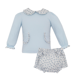 Petit Bebe Bloomer Set, Blue Floral