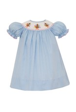 Petit Bebe Turkey Bishop Dress, Blue Check