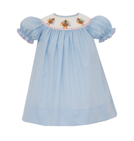 Petit Bebe Turkey Bishop Dress, Blue Check