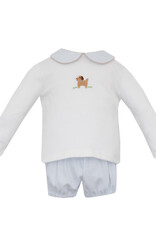 Petit Bebe Puppies Diaper Set, Knit Light BLue