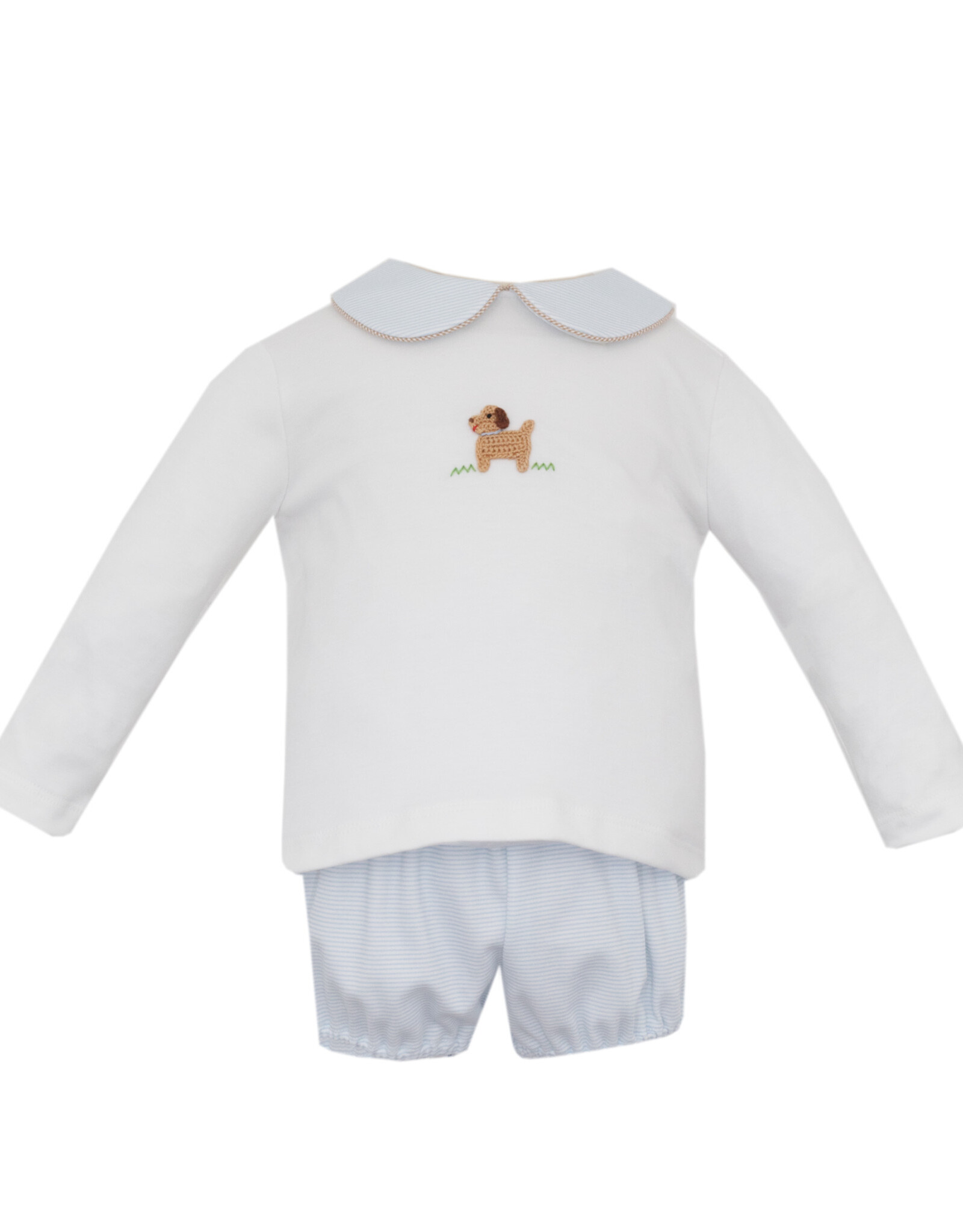 Petit Bebe Puppies Diaper Set, Knit Light BLue