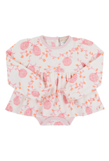 The Beaufort Bonnet Company LS Daisy Diaper Cover Dress, Gourd-geos/Palm Beach Pink