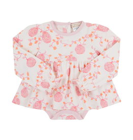 The Beaufort Bonnet Company LS Daisy Diaper Cover Dress, Gourd-geos/Palm Beach Pink