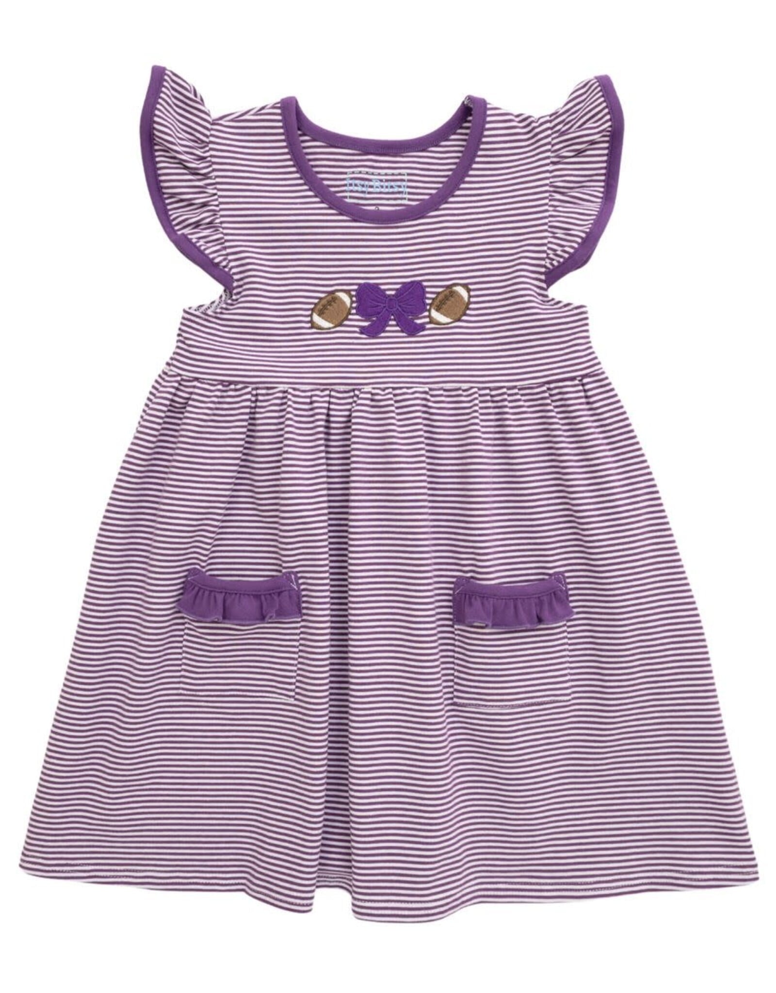 Itsy Bitsy Football Dress, Purple Stripe