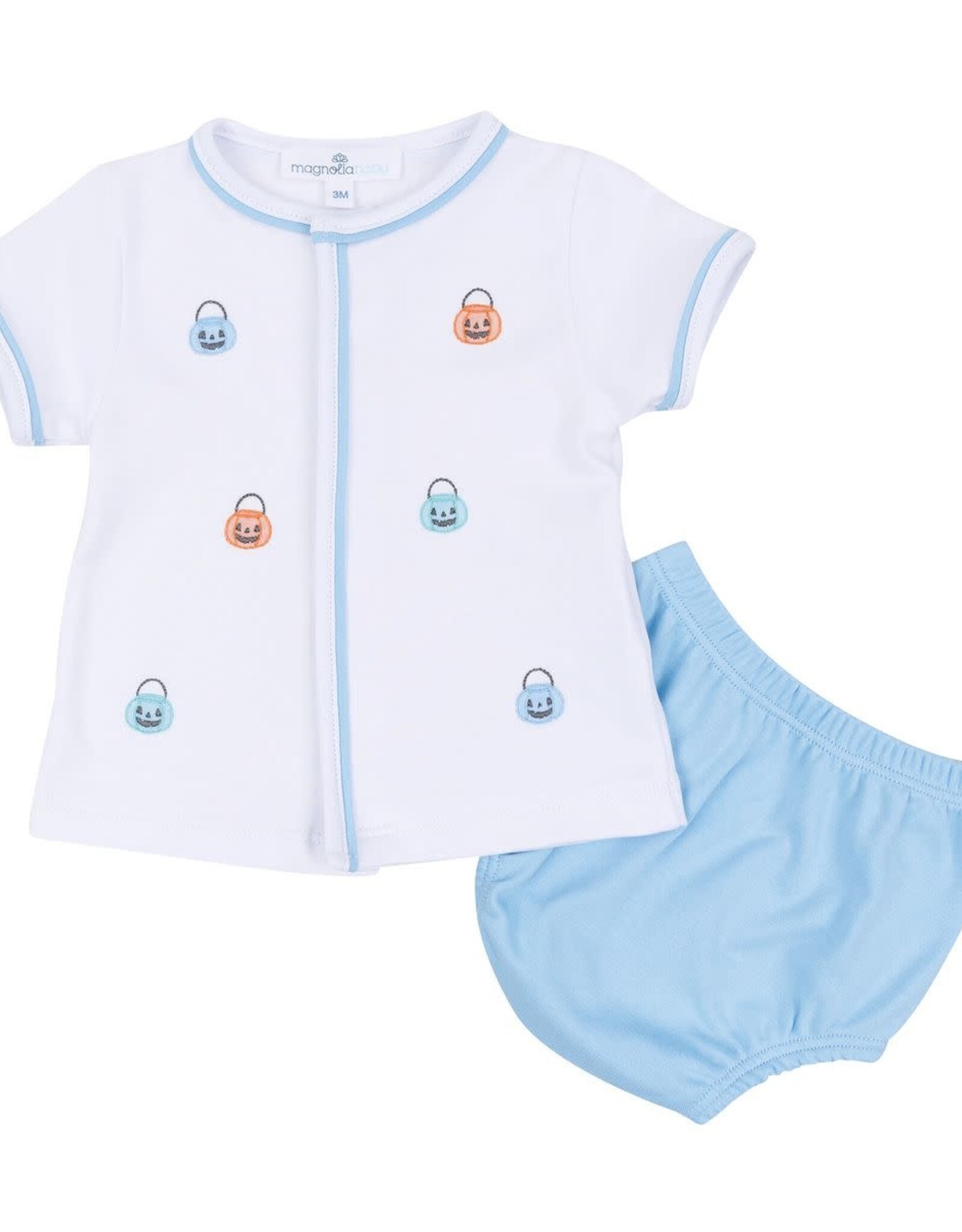 Magnolia Baby Pumpkin Party Diaper Cover Set, Lt Blue