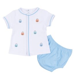 Magnolia Baby Pumpkin Party Diaper Cover Set, Lt Blue
