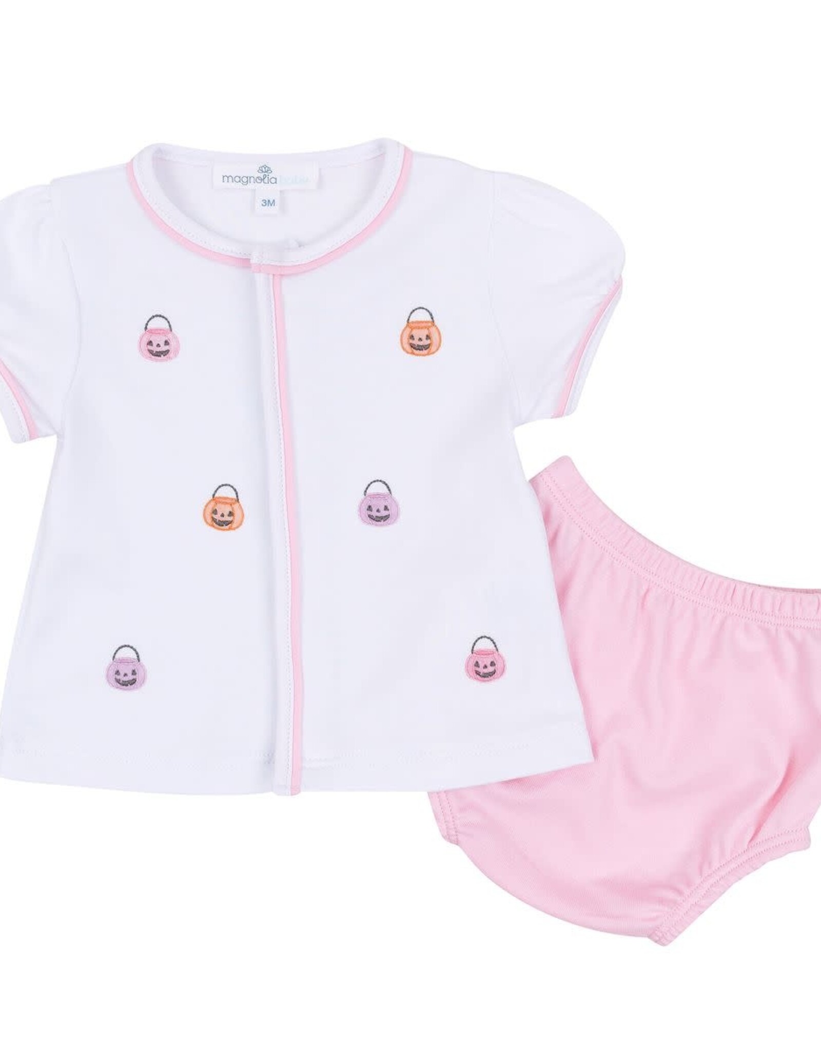 Magnolia Baby Pumpkin Party Ruffle Diaper Cover Set, Pink