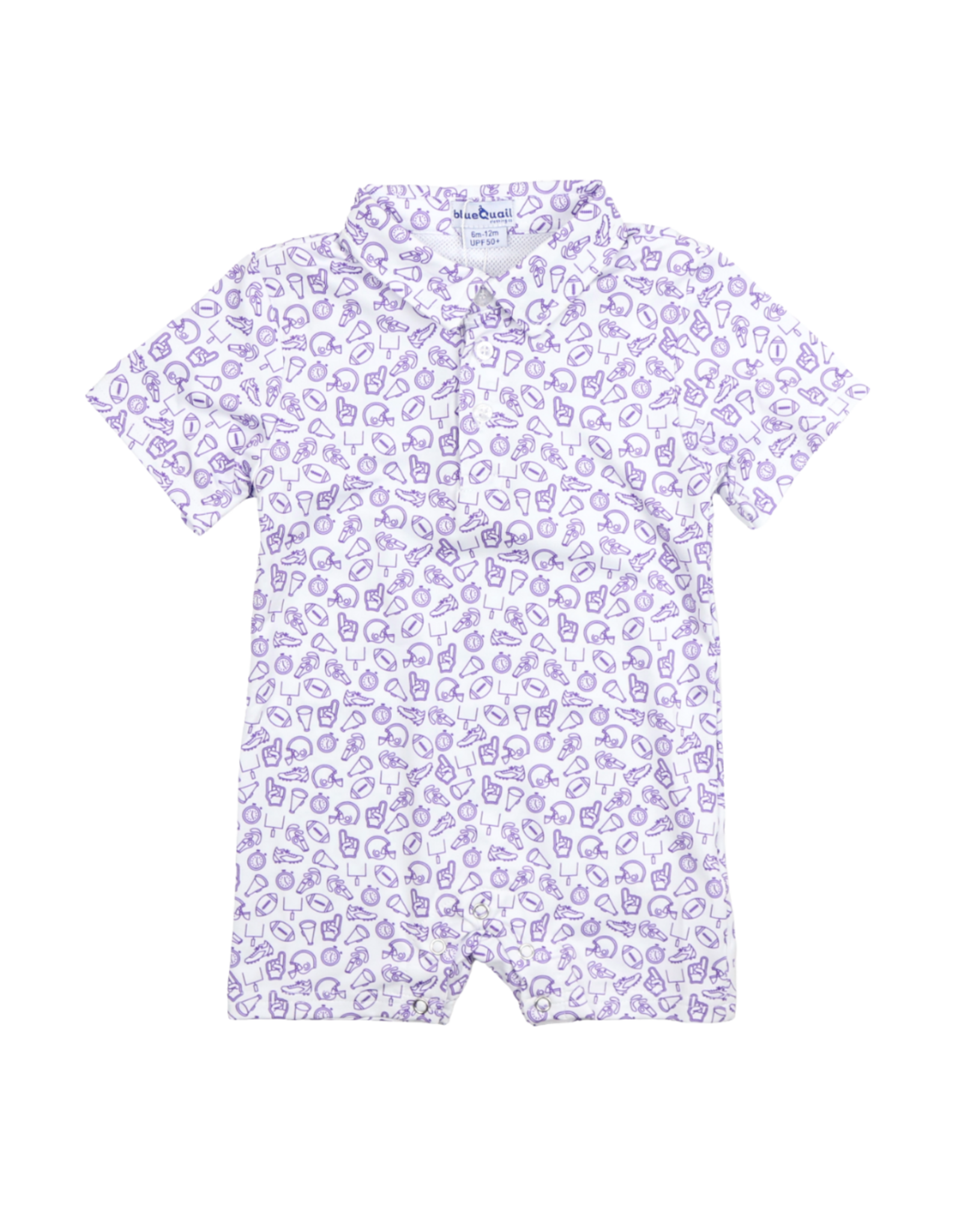BlueQuail Clothing Co. Kickoff Purple Polo SS Romper