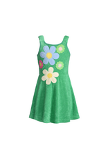 Hannah Banana Green Fit & Flare Dress with Flower Trim