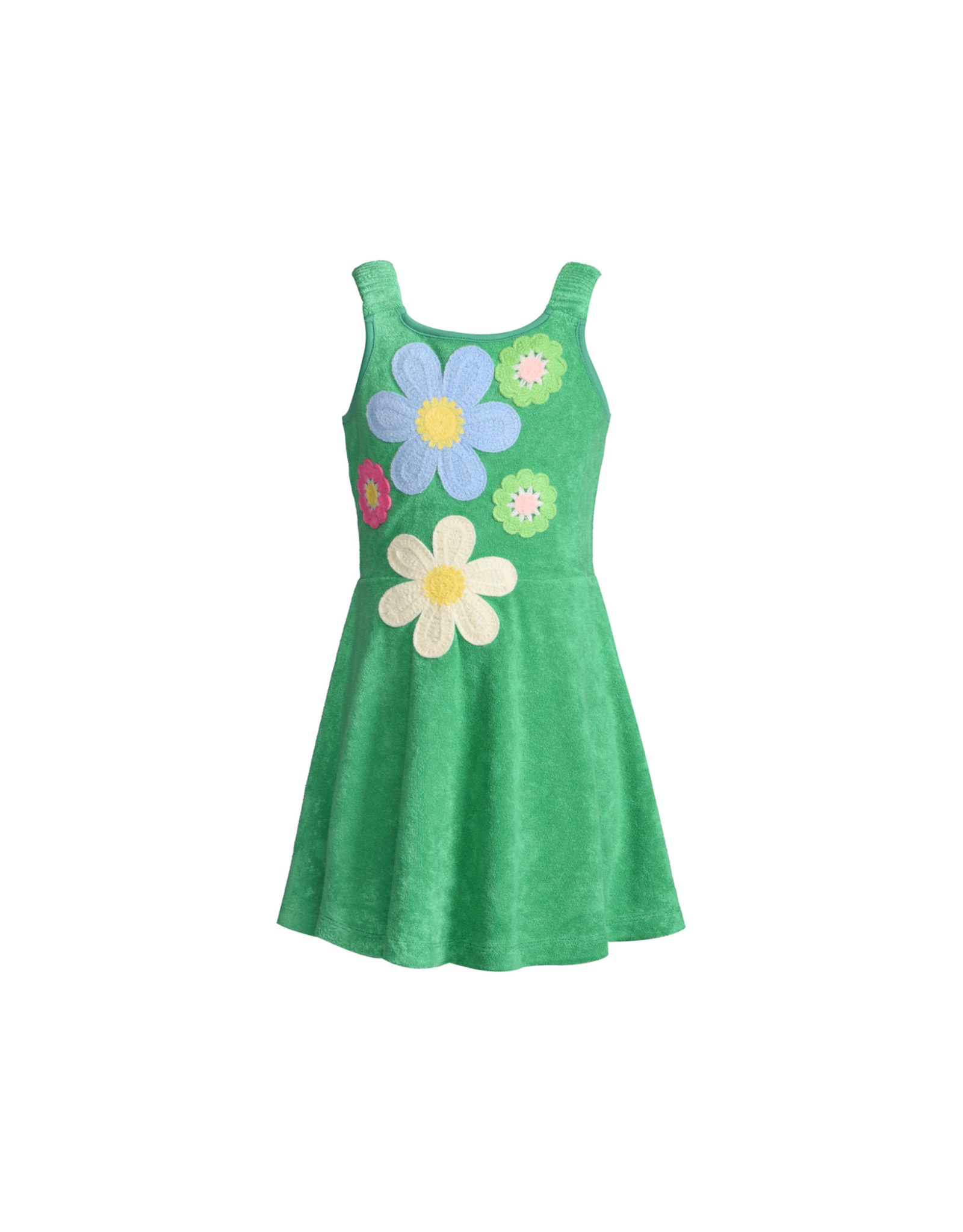 Hannah Banana Green Fit & Flare Dress with Flower Trim