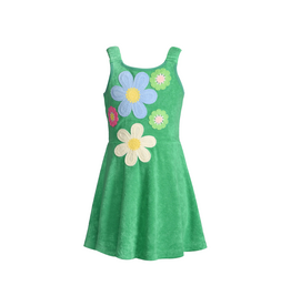 Hannah Banana Green Fit & Flare Dress with Flower Trim