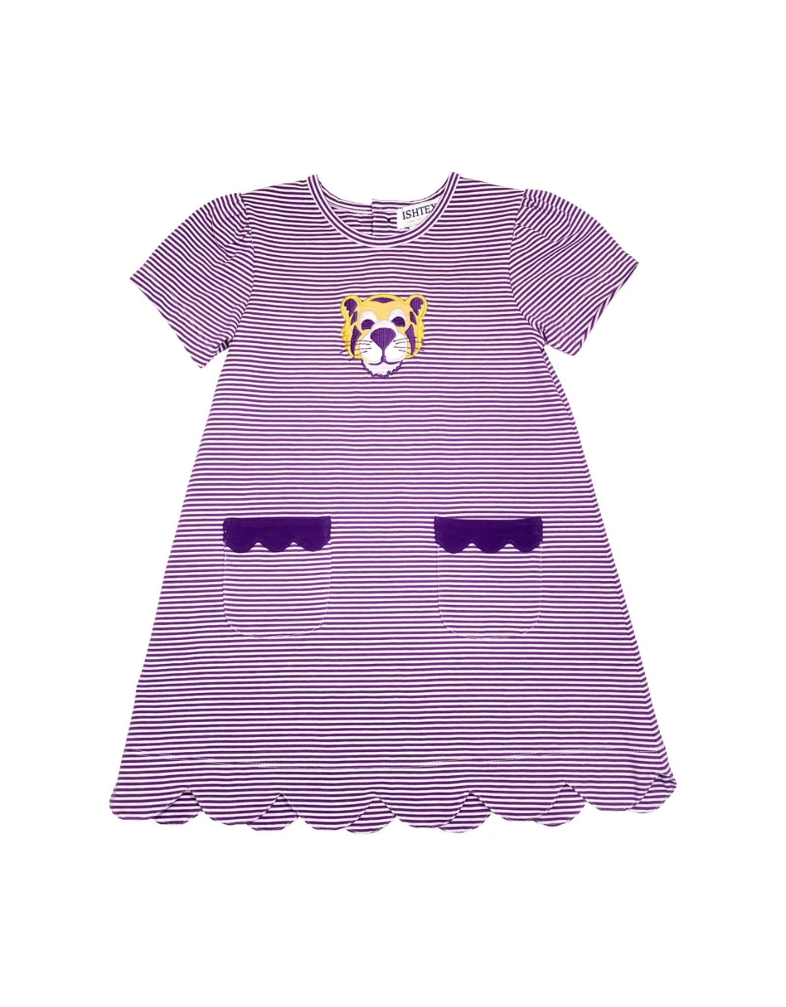 Ishtex Yellow Tiger Dress, Purple Stripe