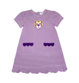 Ishtex Yellow Tiger Dress, Purple Stripe