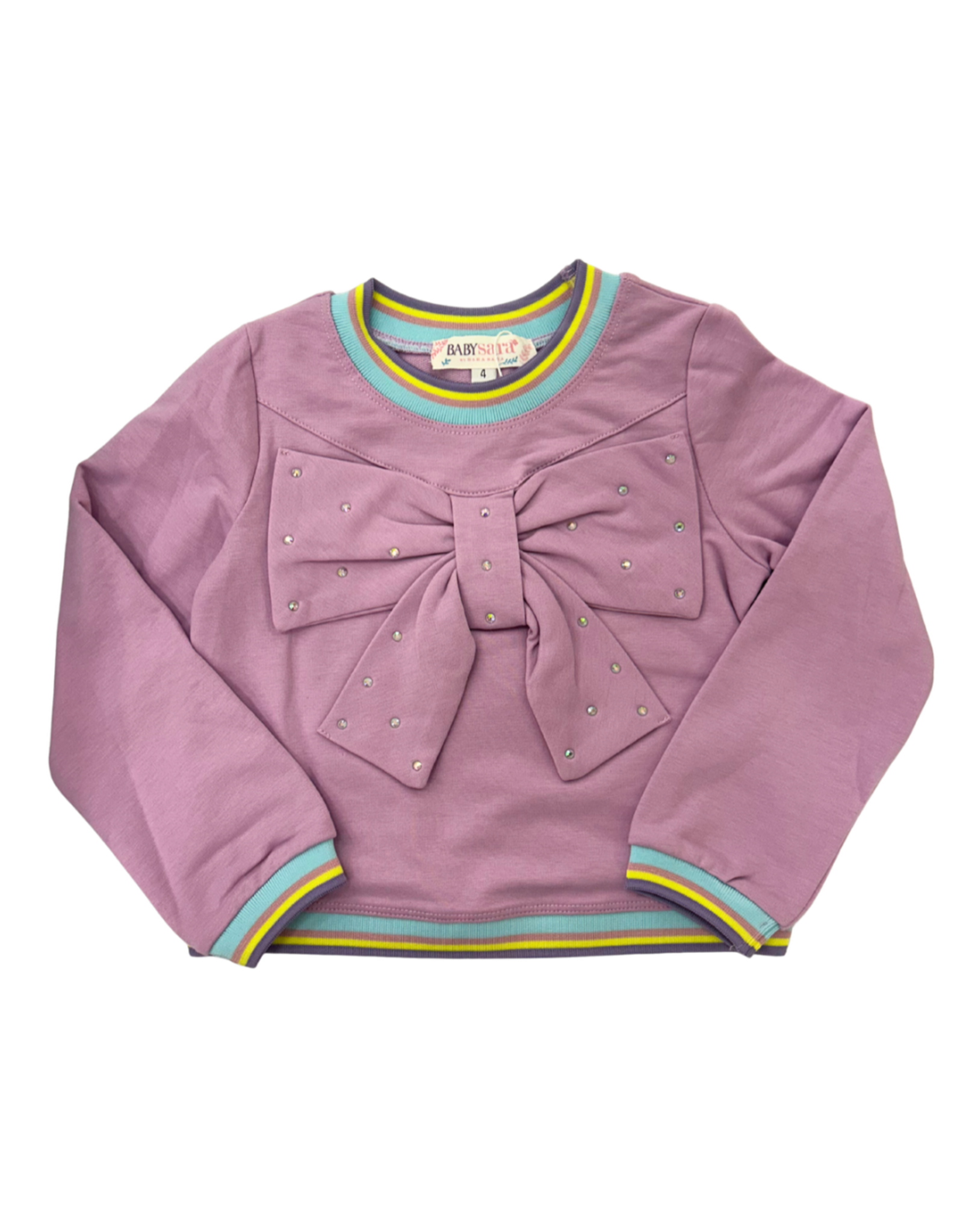 Baby Sara Lavender LS Top w/ 3D Bow Detail