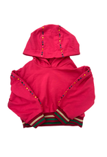 Hannah Banana Fuchsia Cropped Hoodie w/ Pom Pom Trim