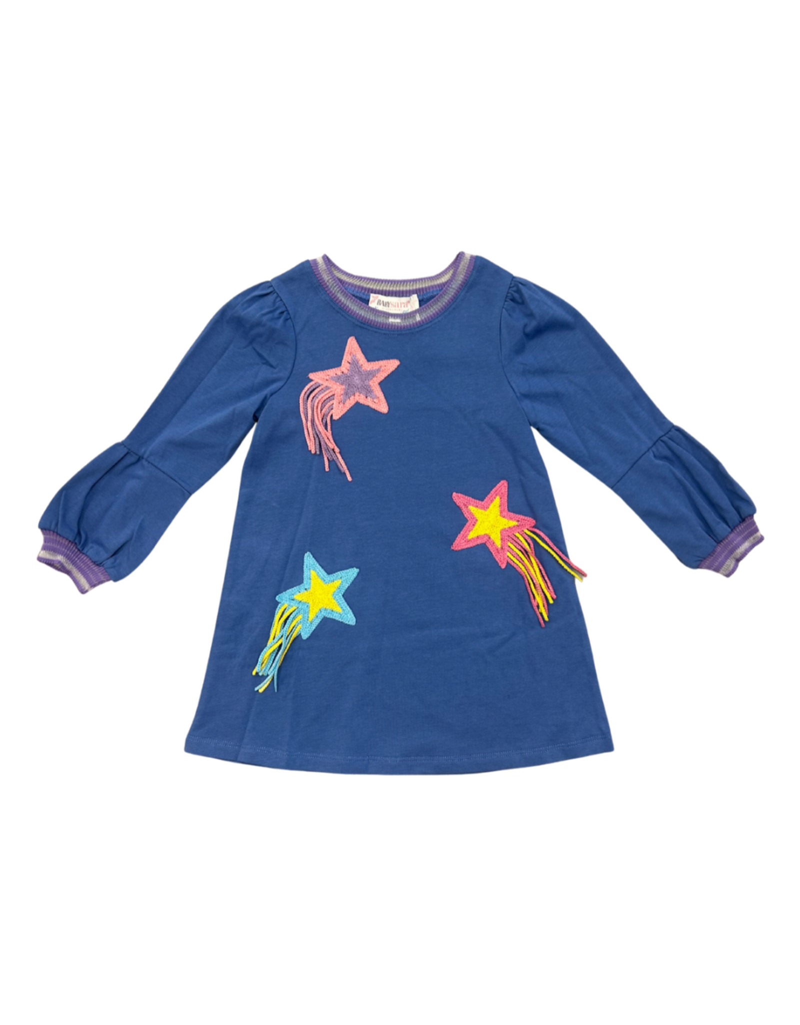 Baby Sara Blue A-Line Dress w/ Star Trim Detail