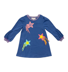 Baby Sara Blue A-Line Dress w/ Star Trim Detail