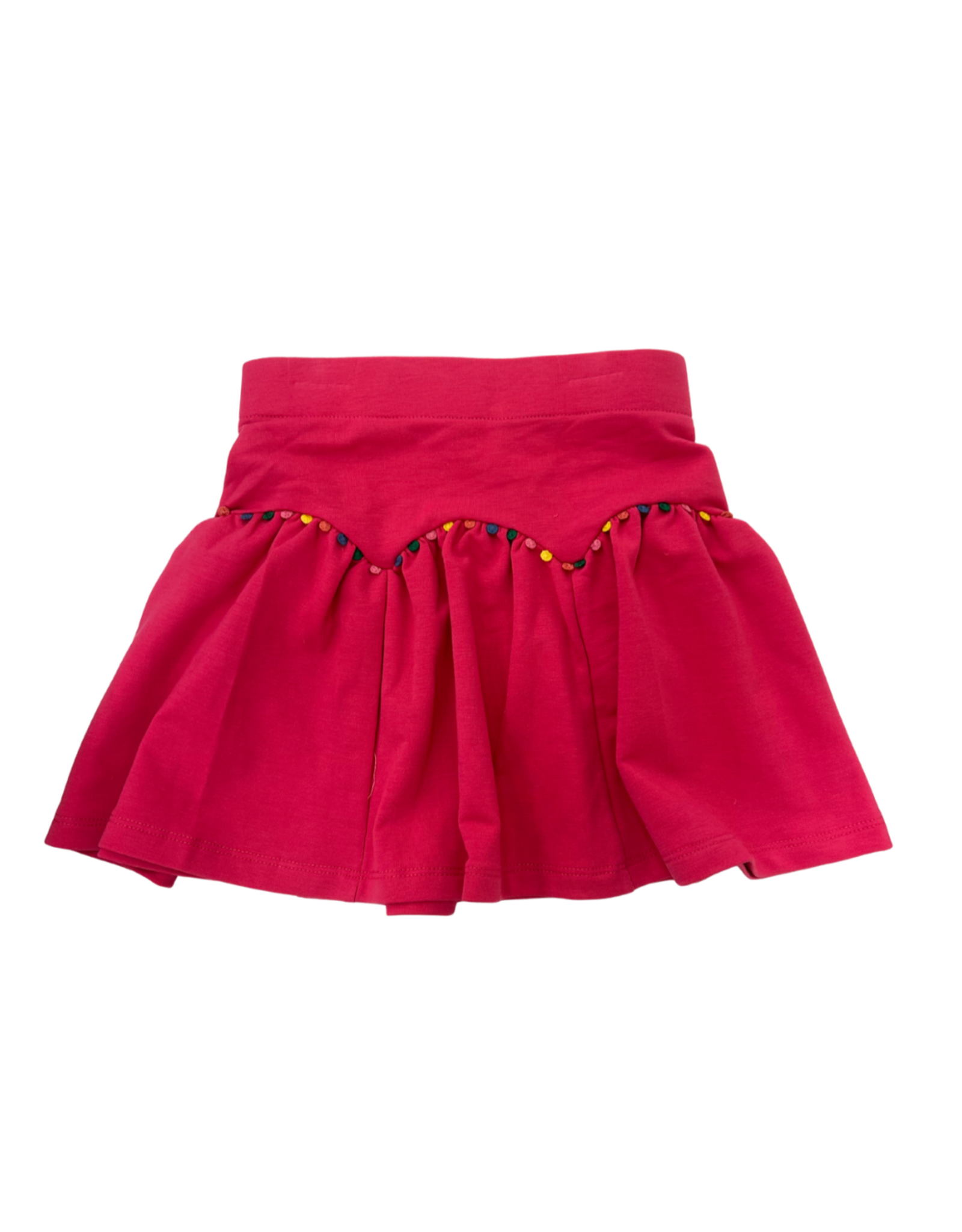 Hannah Banana Fuchsia Multicolor Pom Pom Trim Fit & Flare Skirt