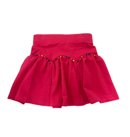 Hannah Banana Fuchsia Multicolor Pom Pom Trim Fit & Flare Skirt