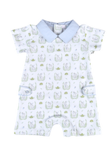 Baby Loren Easter Bunnies Pima Romper, Blue