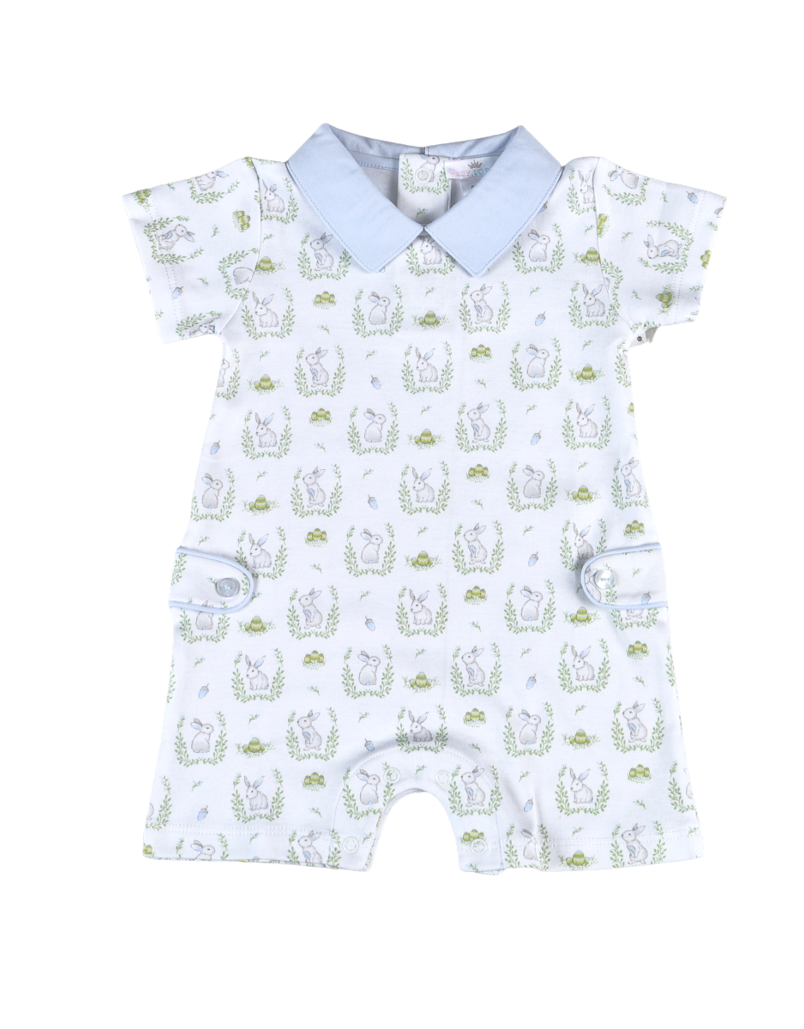 Baby Loren Easter Bunnies Pima Romper, Blue