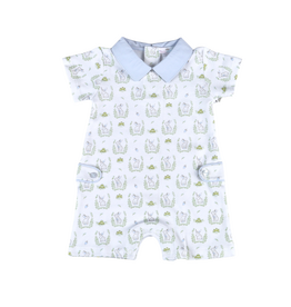 Baby Loren Easter Bunnies Pima Romper, Blue
