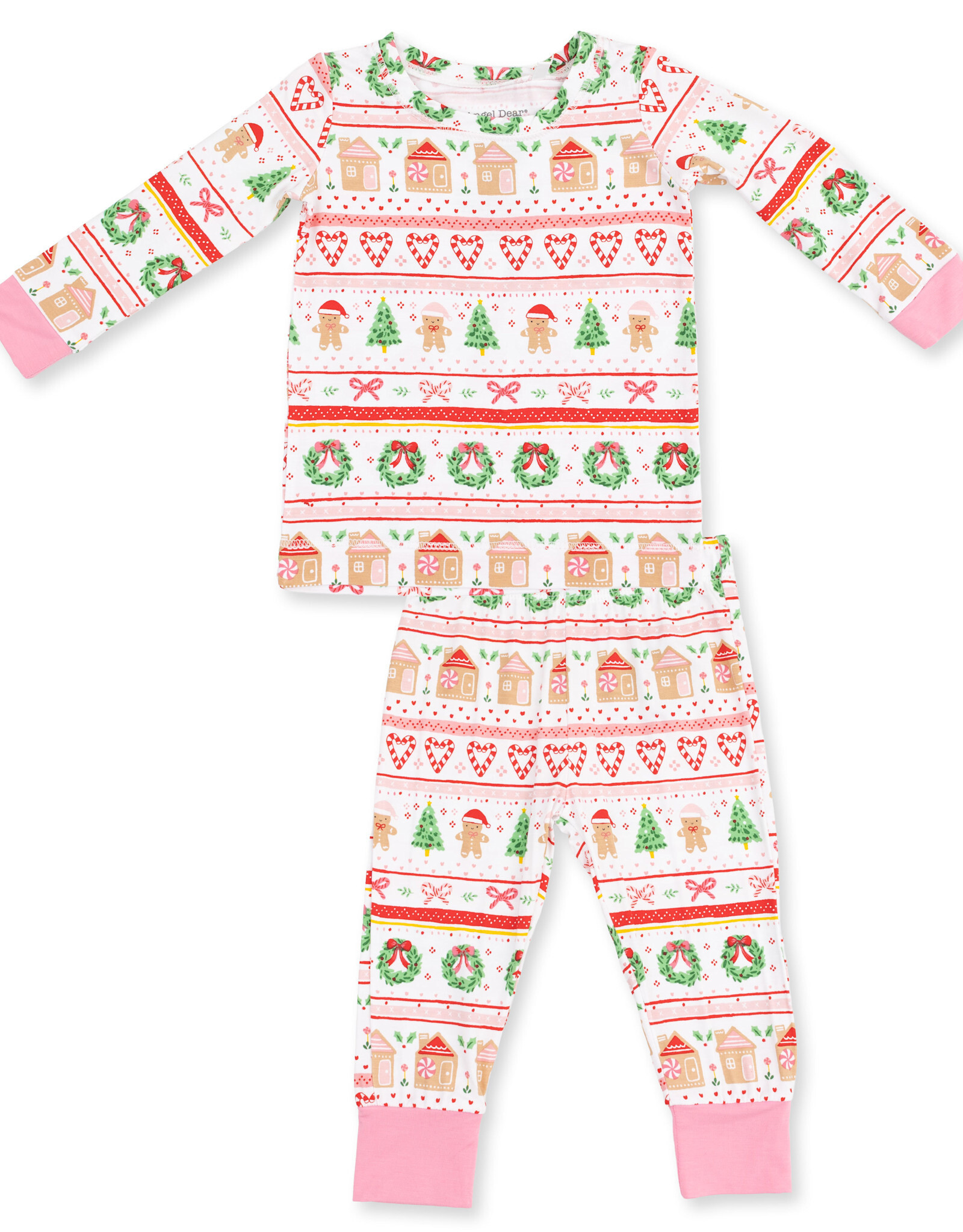 Angel Dear Gingerbread Fair Isle Pink, LS Loungewear Set
