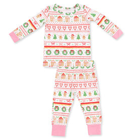 Angel Dear Gingerbread Fair Isle Pink, LS Loungewear Set