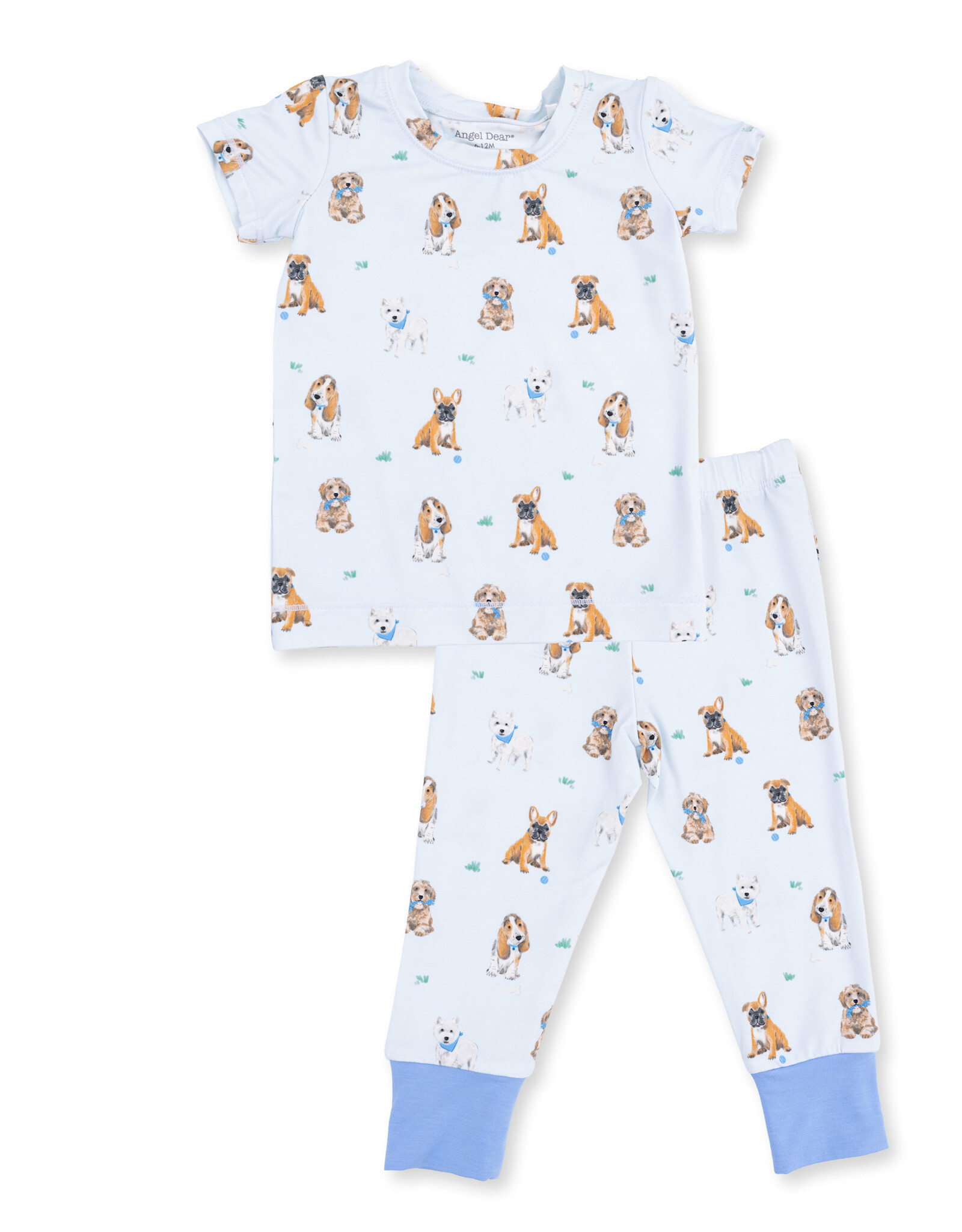 Angel Dear Bestie Dogs Blue - Short Sleeve Loungewear Set