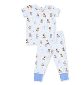 Angel Dear Bestie Dogs Blue - Short Sleeve Loungewear Set