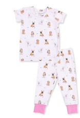 Angel Dear Bestie Dogs Pink - Short Sleeve Loungewear Set