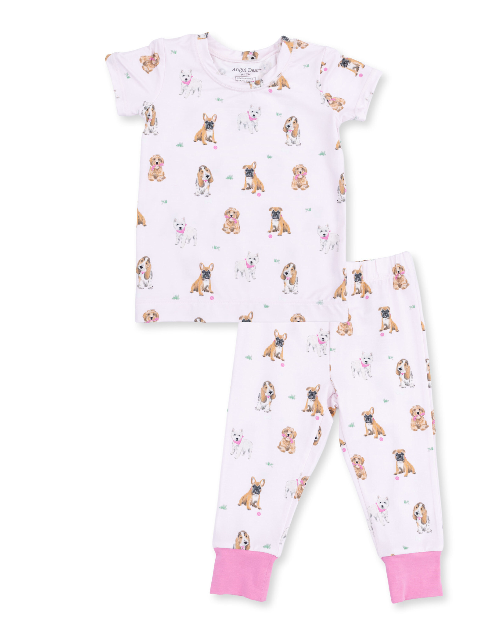 Angel Dear Bestie Dogs Pink - Short Sleeve Loungewear Set