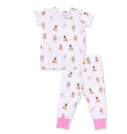 Angel Dear Bestie Dogs Pink - Short Sleeve Loungewear Set