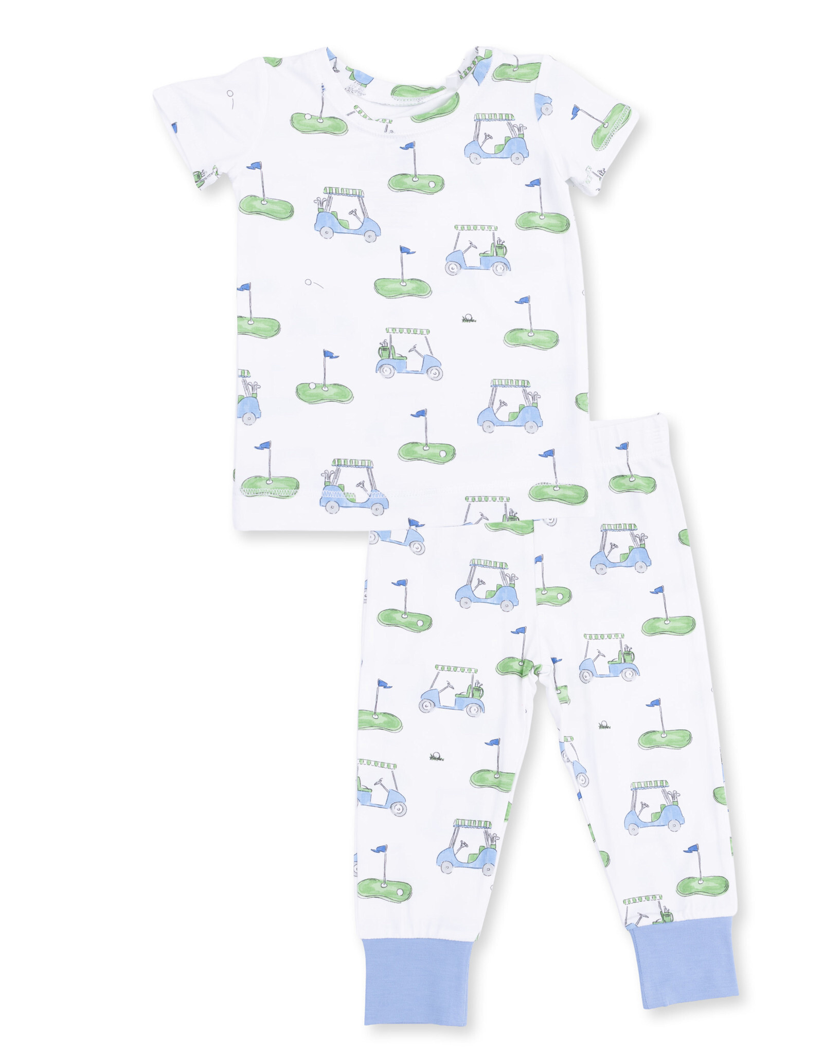 Angel Dear Golf Carts Blue - Short Sleeve Loungewear Set